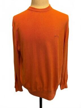 Barbour M Orange Cotton Crew Neck Sweater Heritage Preppy Old Money Scotland Ivy